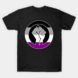 Black Lives Matter Fist Circled LGBTQ Flag Asexual T-Shirt